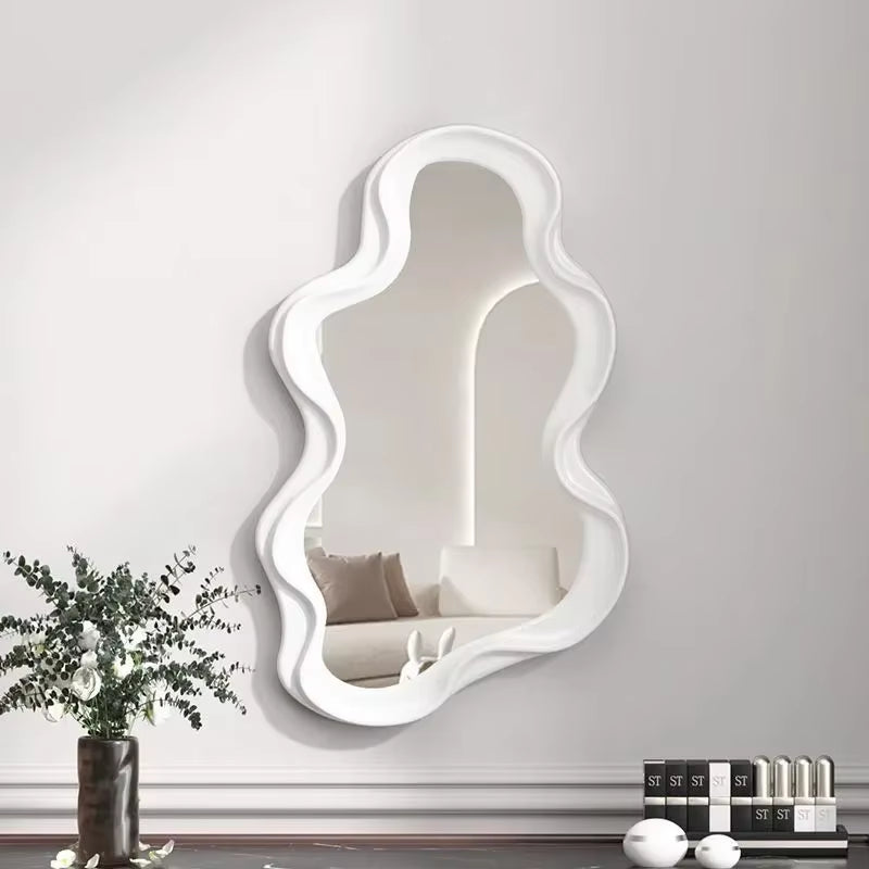 Cloud Shaped Makeup Mirrow Irregular Wall Hanging Decorative Mirror Kawaii Standing Hairdressing Art Mirror Home Bedroom Decor