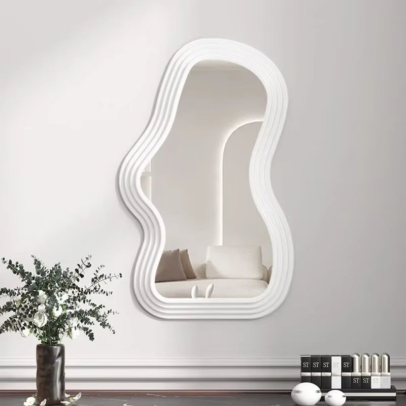 Cloud Shaped Makeup Mirrow Irregular Wall Hanging Decorative Mirror Kawaii Standing Hairdressing Art Mirror Home Bedroom Decor