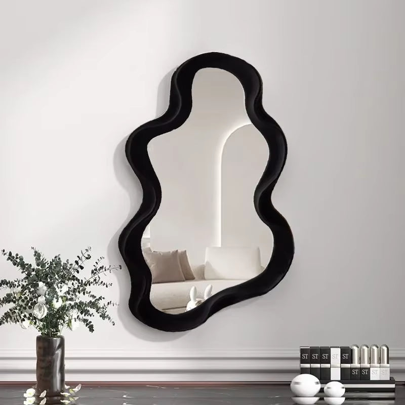 Cloud Shaped Makeup Mirrow Irregular Wall Hanging Decorative Mirror Kawaii Standing Hairdressing Art Mirror Home Bedroom Decor