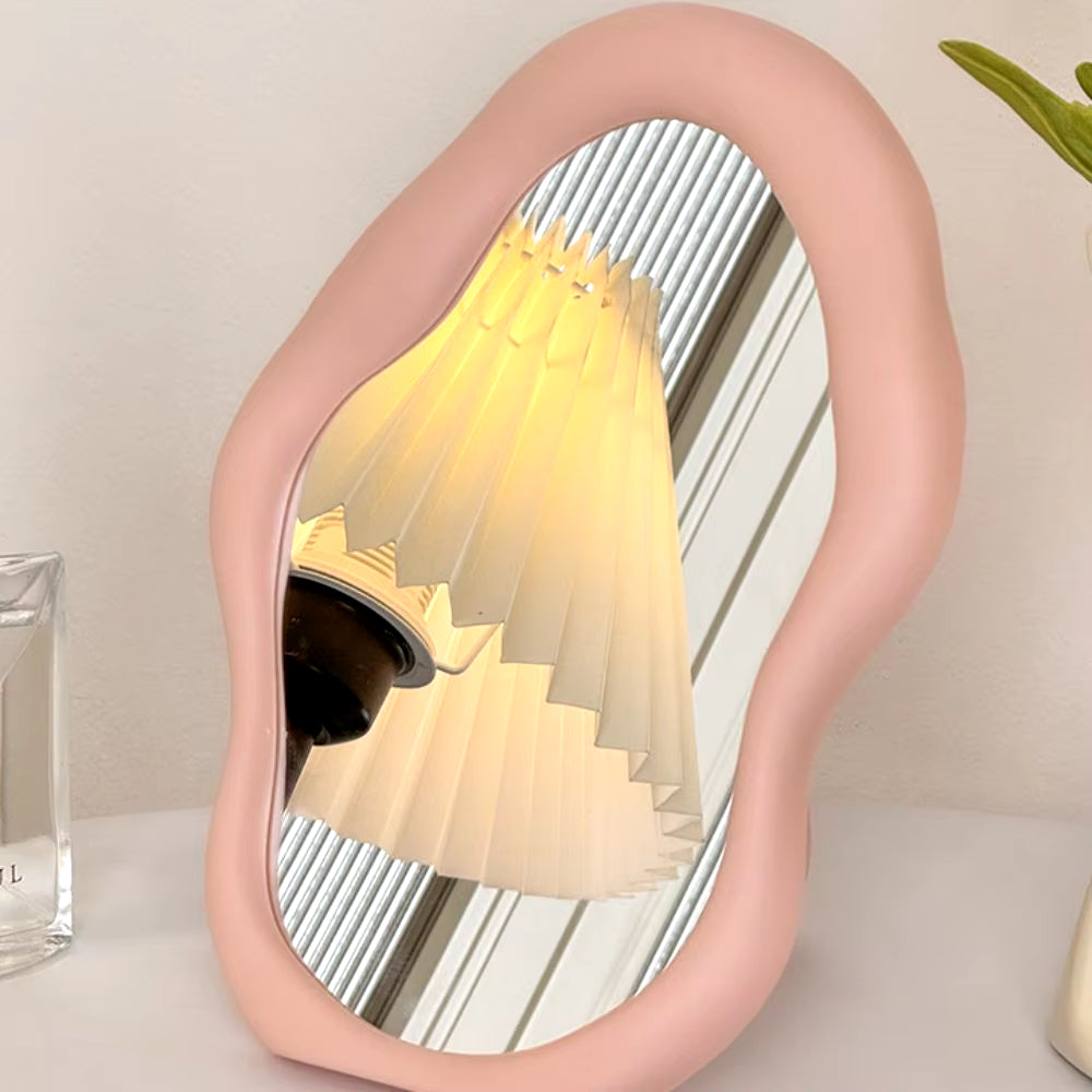 1PC Cream Style Makeup Mirror Decorative Irregular Simple Standing Dresser Mirror Cloud Shaped French Hairdressing Wall Mirror