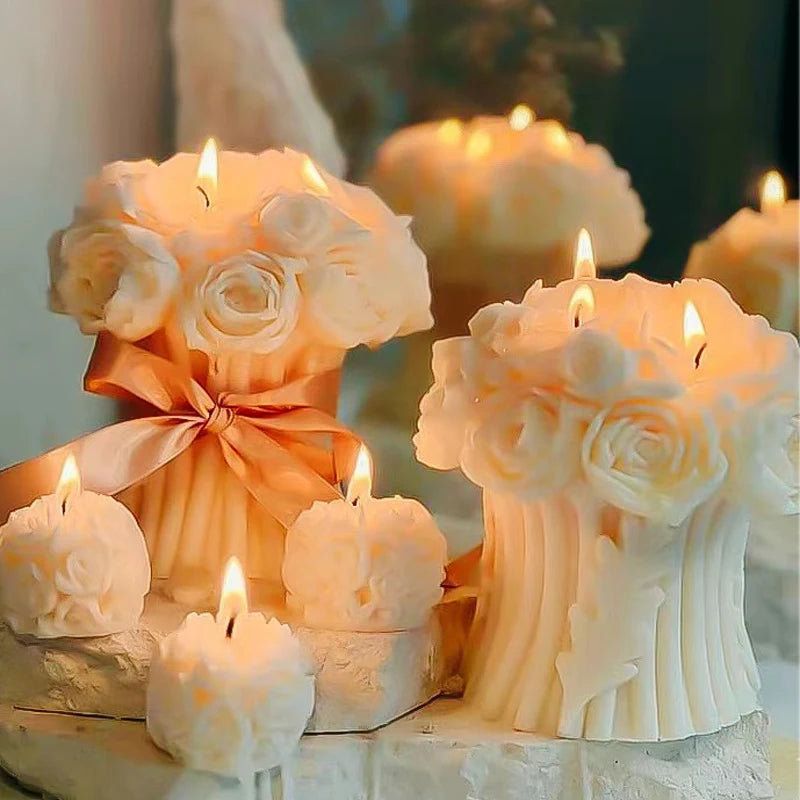 White Flowers Wedding Candles Table Decor Decorative Centerpiece Scented Candles Home Decor Aromatic Candles Luxury Gift Candles