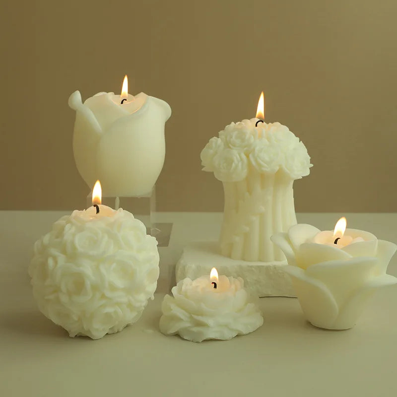 White Flowers Wedding Candles Table Decor Decorative Centerpiece Scented Candles Home Decor Aromatic Candles Luxury Gift Candles