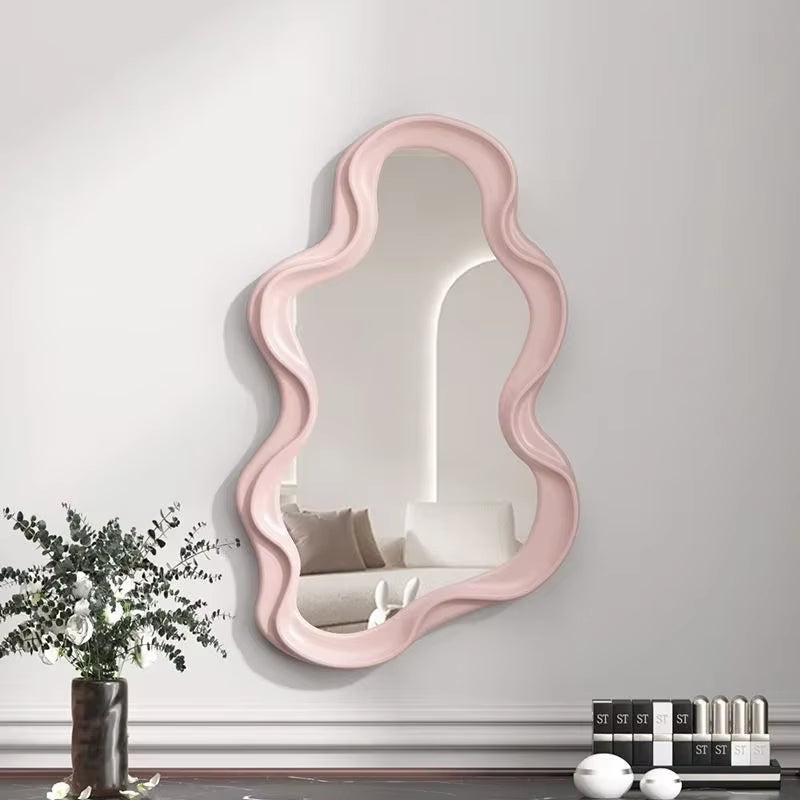 Cloud Shaped Makeup Mirrow Irregular Wall Hanging Decorative Mirror Kawaii Standing Hairdressing Art Mirror Home Bedroom Decor