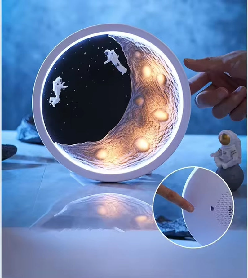 Stylish HIFI Astronaut Wireless Speaker Led Lamp Mini Subwoofer Speaker Bedroom Nightlight Loudspeaker for Girl Gift