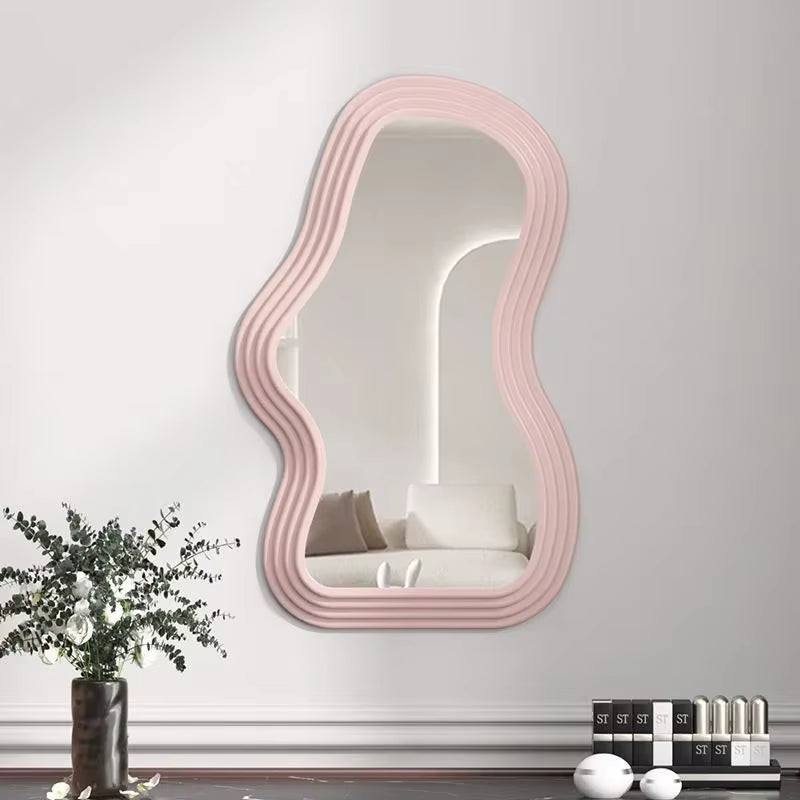 Cloud Shaped Makeup Mirrow Irregular Wall Hanging Decorative Mirror Kawaii Standing Hairdressing Art Mirror Home Bedroom Decor